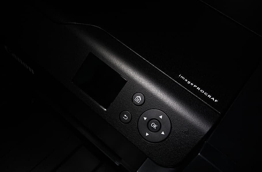black electronic device, electronics, screen, hardware, printer HD wallpaper