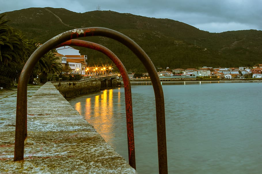 muros, spain, landscape, reflections, lights, long exposure HD wallpaper