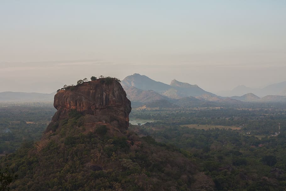 sigiriya, pidurangala rock, sri lanka, mountains, nature, lion rock, HD wallpaper