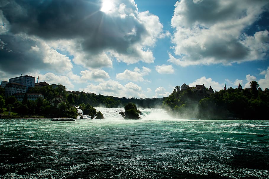 waterfall, nature, bust, clouds, sky, cloud - sky, beauty in nature HD wallpaper