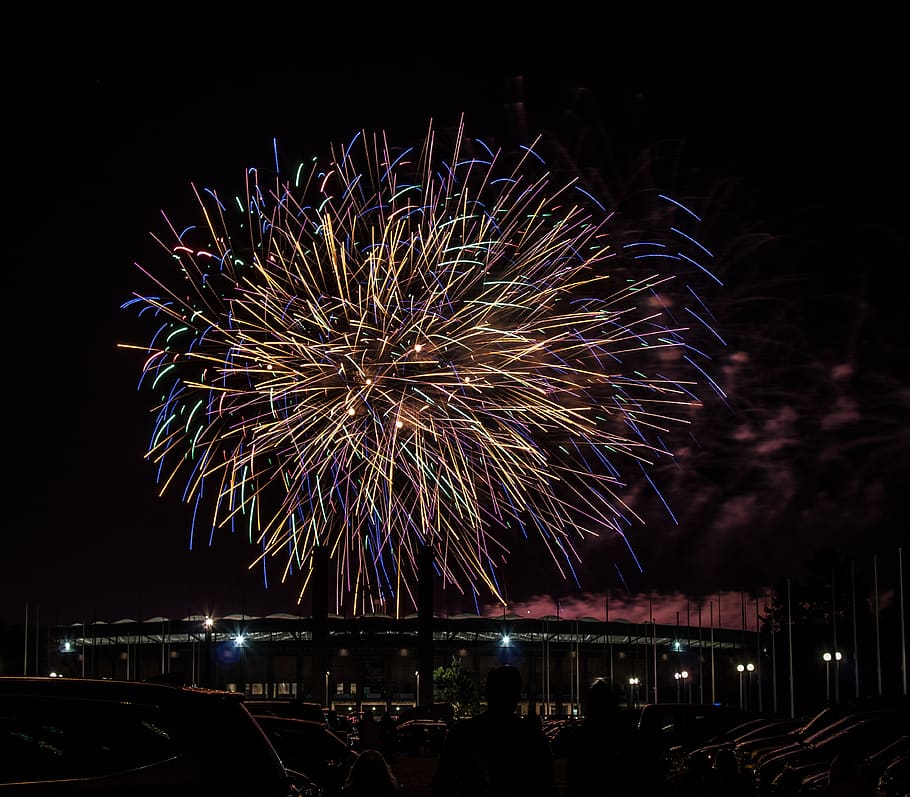 fireworks, pyrotechnics, celebration, light, explosion, night HD wallpaper