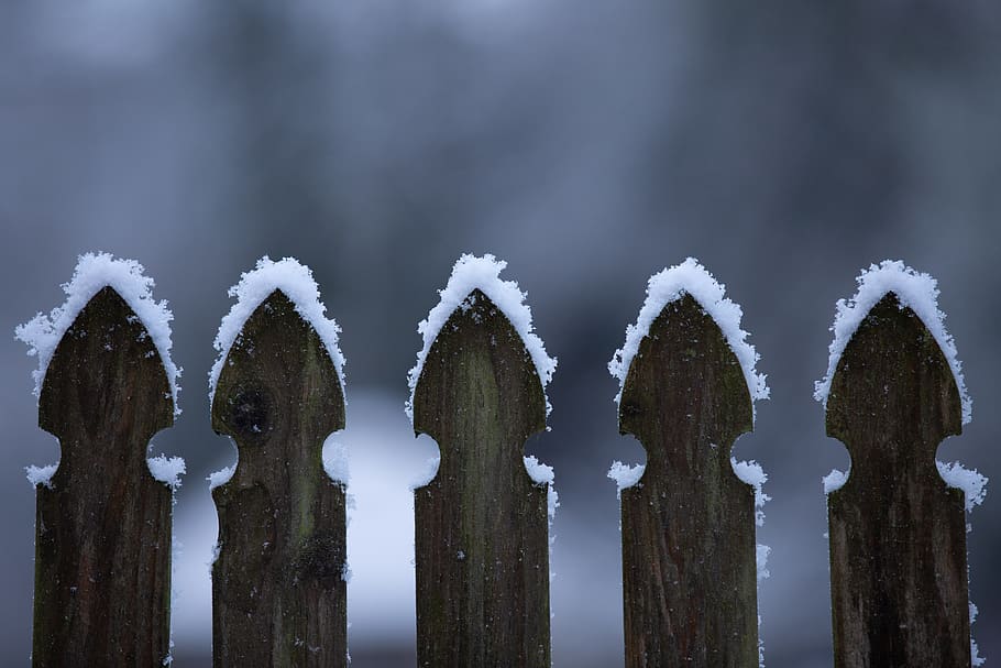 fence, picket, Snow, cheshire, outdoors, nature, tomb, tombstone, HD wallpaper