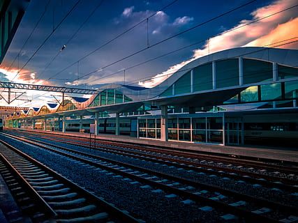 trainstation illustration, building, turkey, eskişehir, urban HD wallpaper