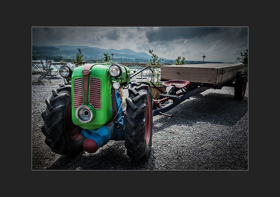 tractor, transport, work, nature, cloud, cloudy, auto post production filter HD wallpaper