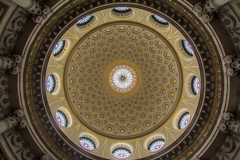 ireland, dublin, architecture, ceiling, windows, circle, built structure HD wallpaper