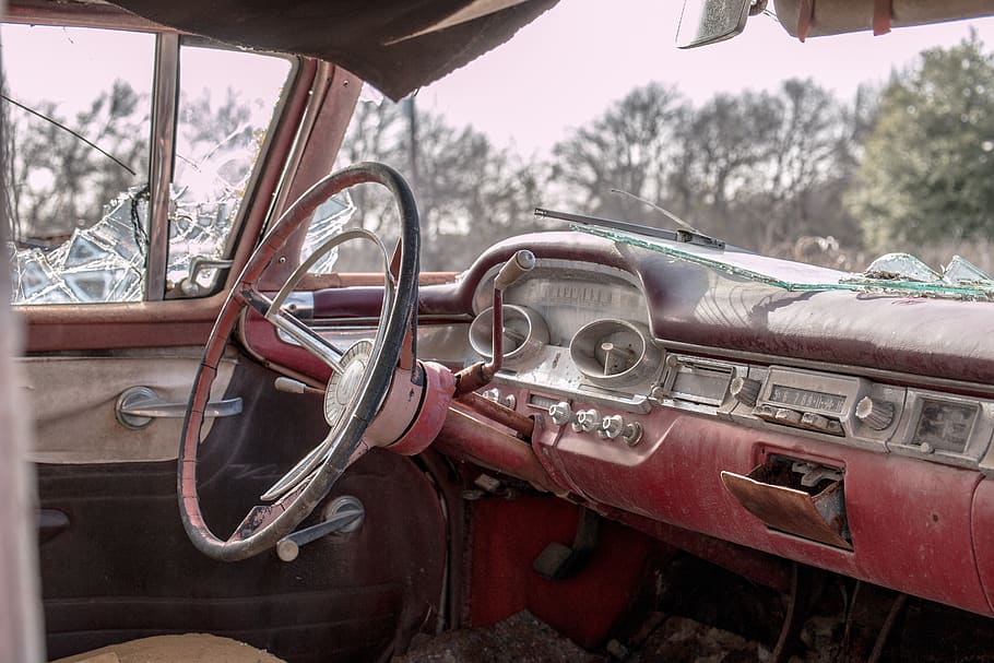 oldtimer, auto, rust, antique, rusted, decay, red, mode of transportation HD wallpaper