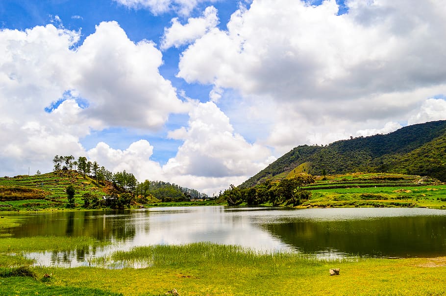 Landscape Photography of Lake, adventure, calm, climb, clouds HD wallpaper