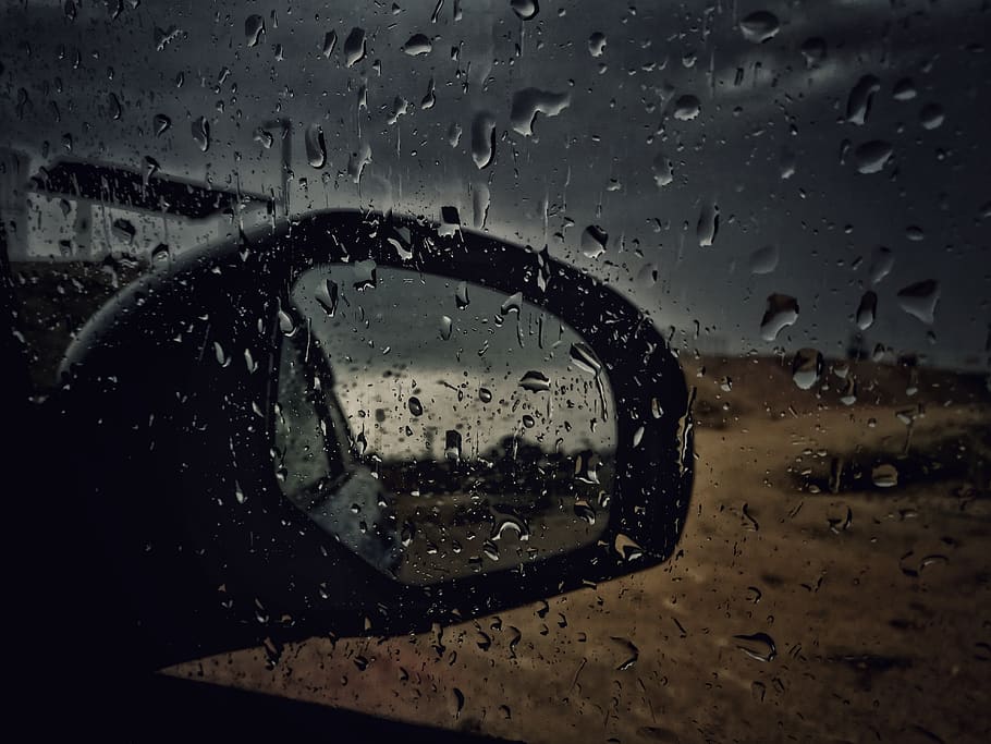Car Window Panel With Water Droplets, close-up, cold, dark, glass HD wallpaper