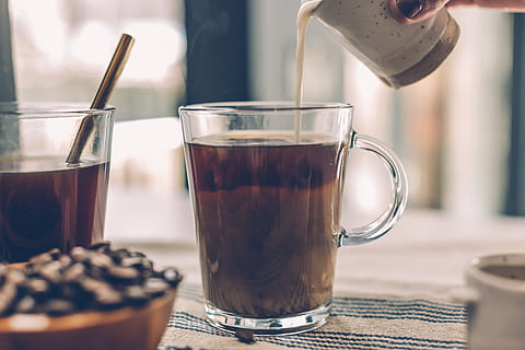 Two Clear Glass Mugs, blur, break, caffeine, cappuccino, close-up HD wallpaper