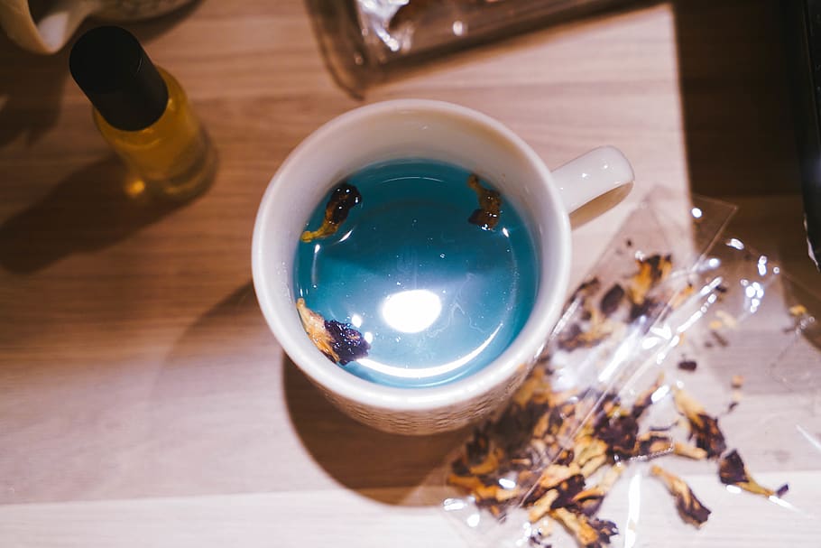 tea, blue, drink, beverage, blue tea, cup, mug, water, liquid HD wallpaper