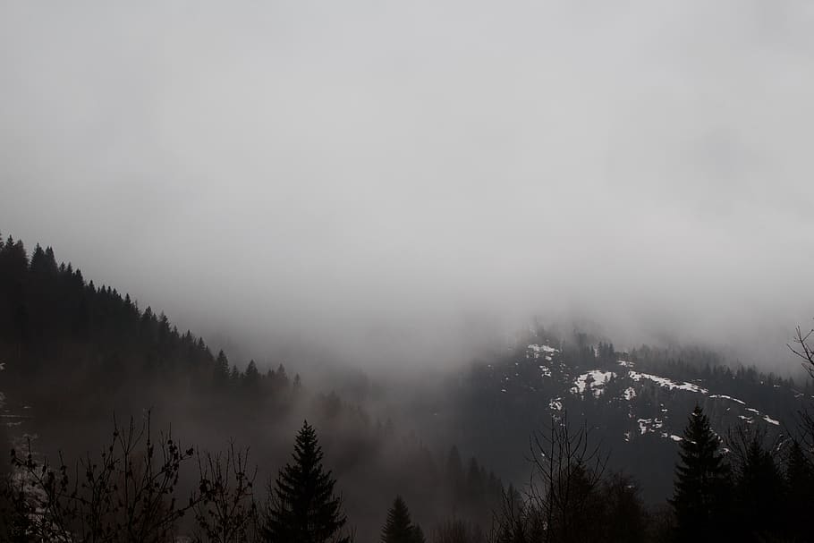 wilderness, mountain, spring, winter, fog, mist, snow, mont blanc HD wallpaper