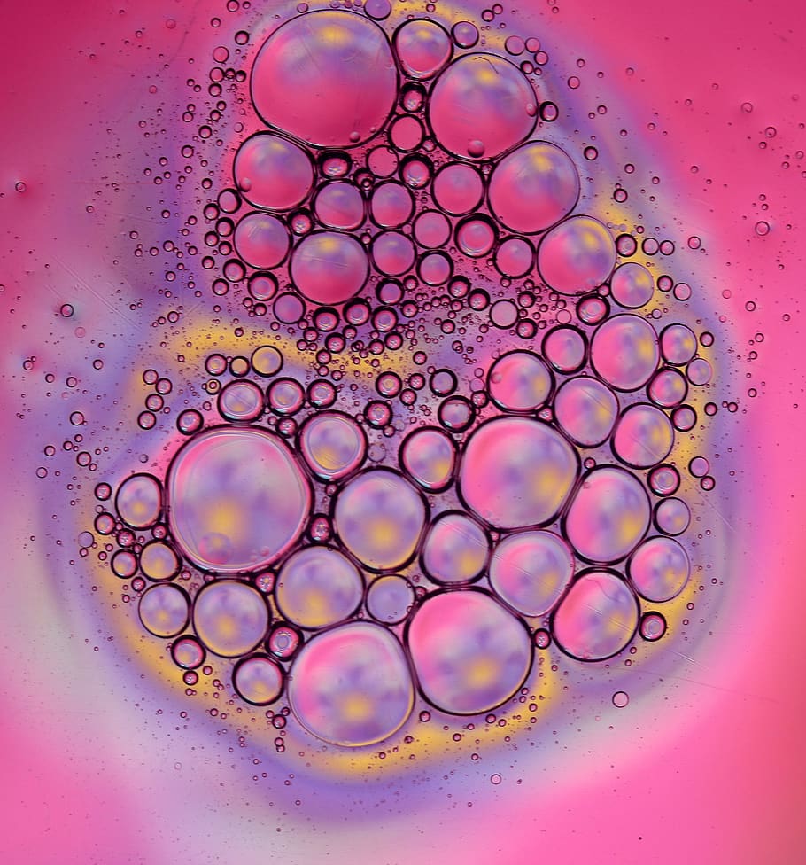 drops, macro, water, liquid, coloring, reflection, circle, geometric shape HD wallpaper