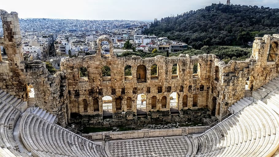 greece, athens, parthenon, panteon, stairs, theater, wallpaper, HD wallpaper