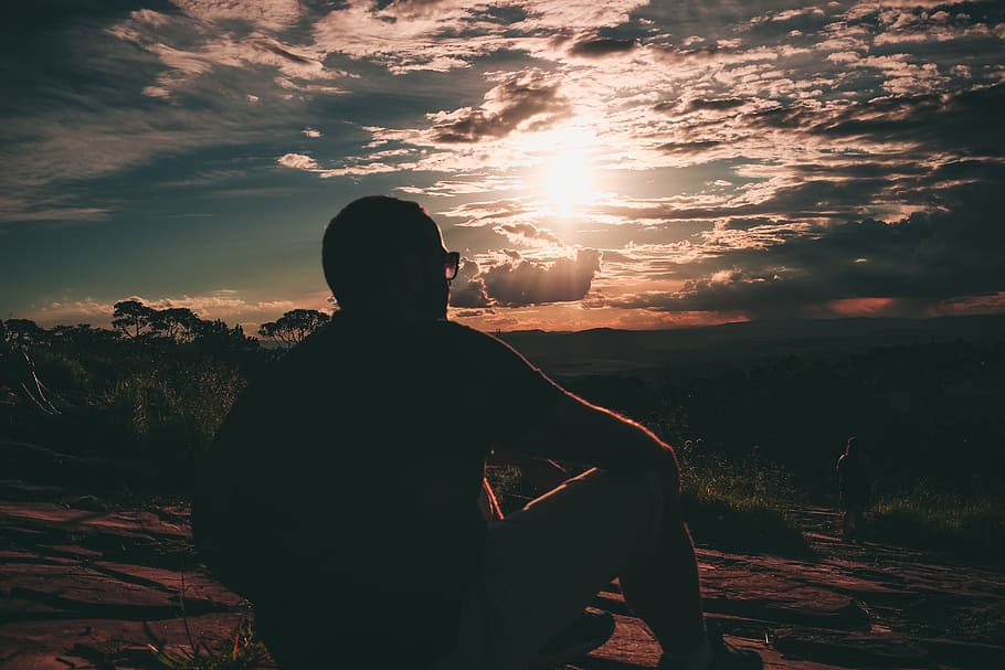 Photo of Man Sitting During Golden Hour, adventure, backlit, backpacker HD wallpaper