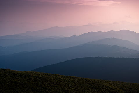 layer, layered, mountain, bliss, gradient, peaceful, solitude HD wallpaper