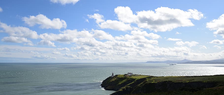 ireland, dublin, howth, song of the ocean, sea, lighthouse, HD wallpaper