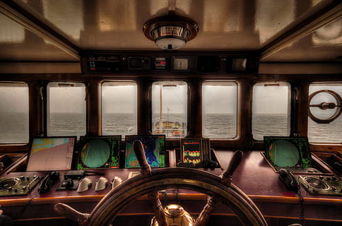 Brown Ship Helm, boat, High Dynamic Range, ocean, rudder, sea HD wallpaper