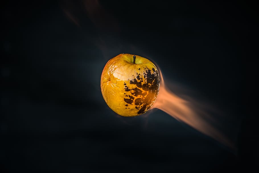 still, items, things, fiery, fire, flame, torched, apple, heat HD wallpaper