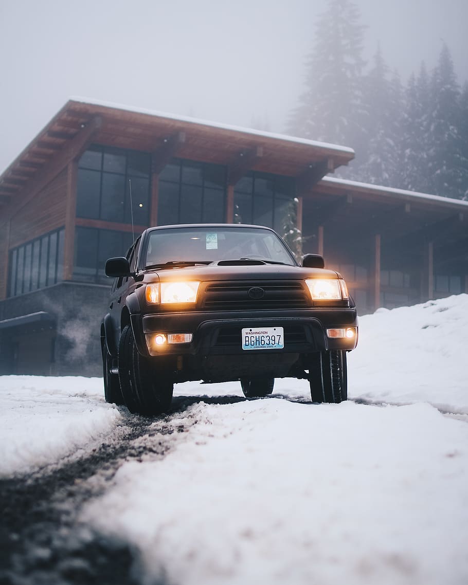 Black Toyota Vehicle on Snow Field at Daytime, action, adventure HD wallpaper