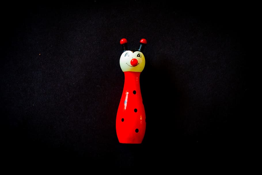 Photo of White and Red Ladybug Toy, abstract, art, black background HD wallpaper
