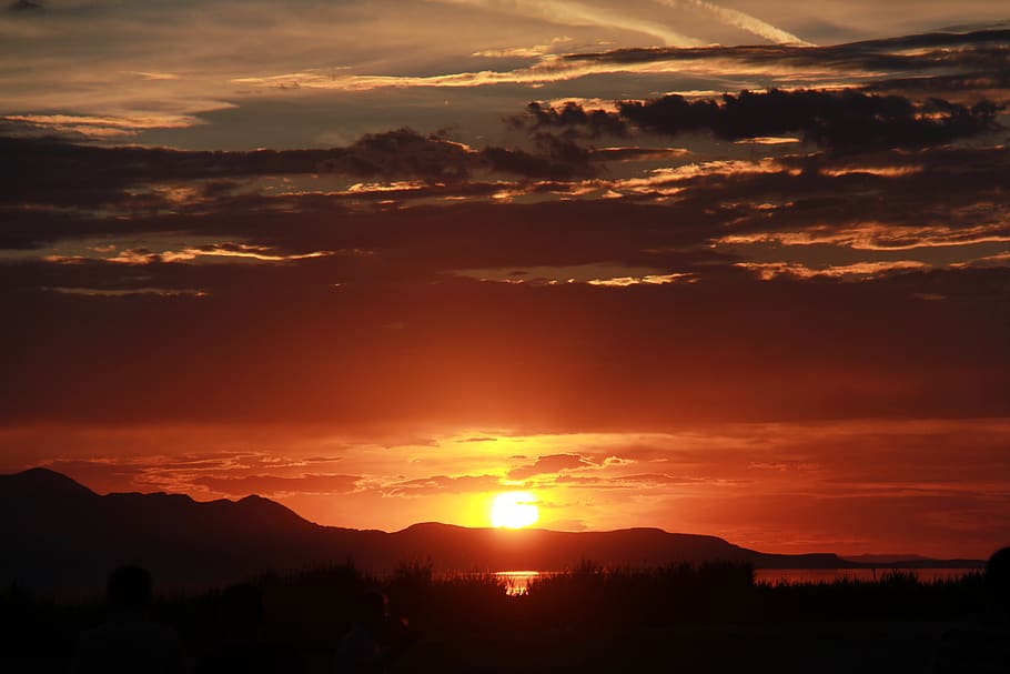 sunset, orange, sky, lake, cloud - sky, beauty in nature, orange color HD wallpaper