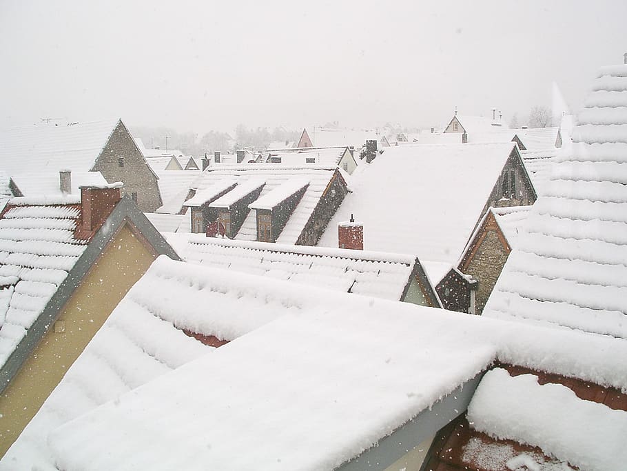 germany, winterhausen, snow, cold temperature, architecture HD wallpaper