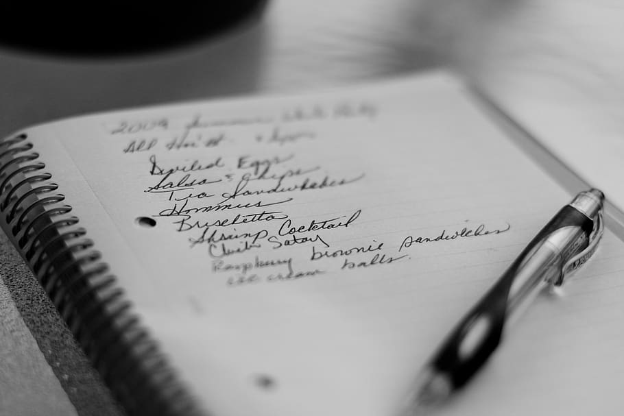 grocery list, pen, paper, notepad, memo, shopping, text, selective focus HD wallpaper