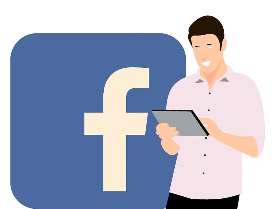 Social media promotion professional on mobile tablet., facebook