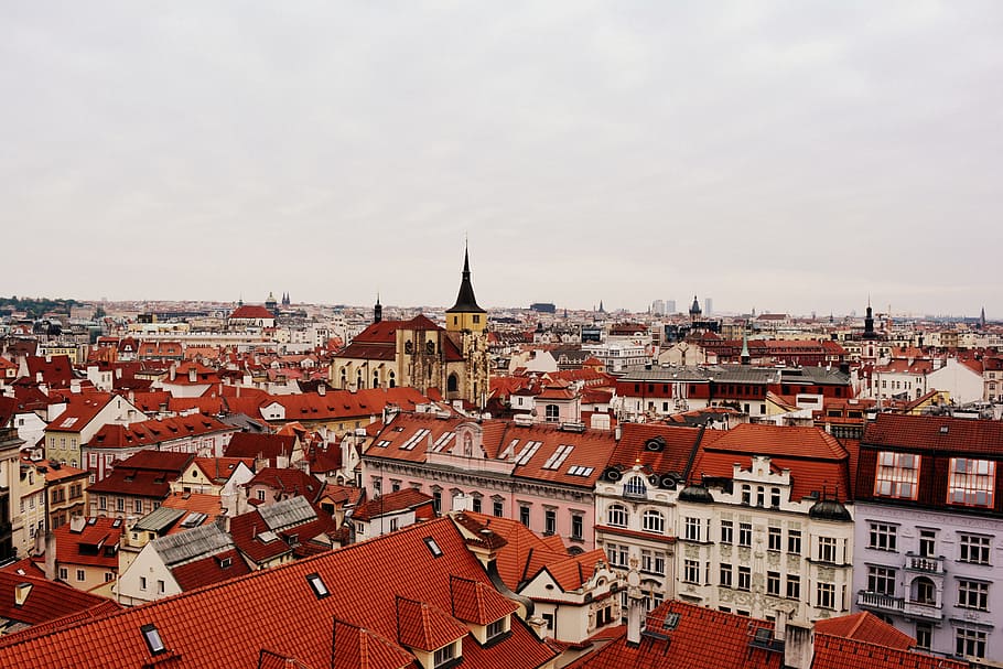 Aerial Photography of Red Roof Buildings, cityscape, outdoors HD wallpaper