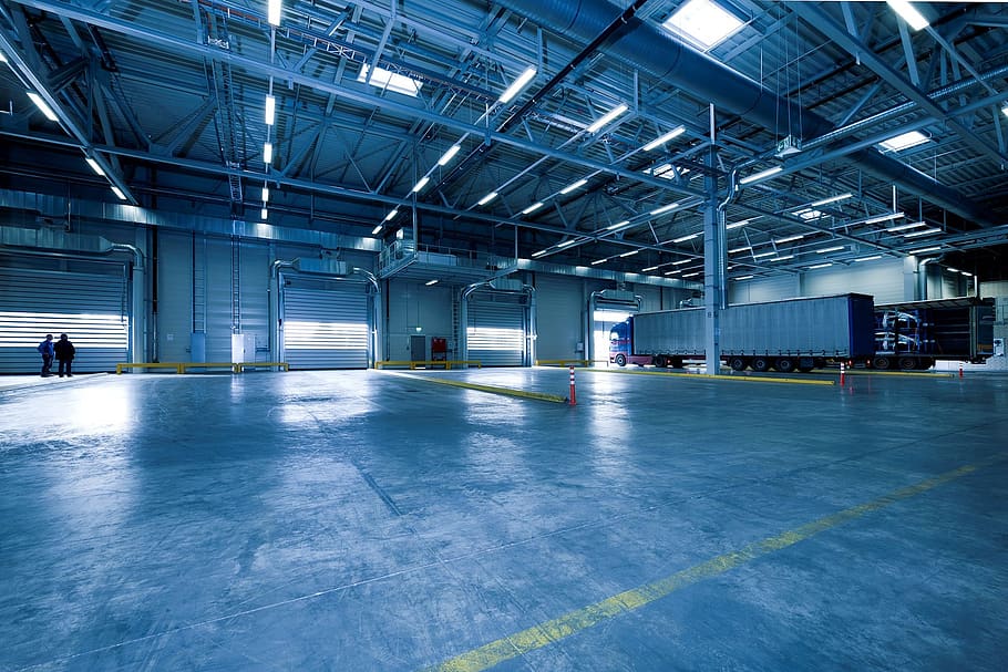 Interior of Empty Parking Lot, architecture, blur, building, cargo containers