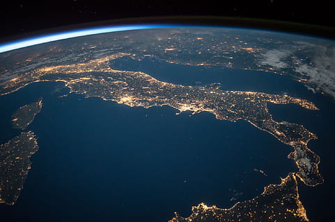 Planet Earth, astronomy, atmosphere, globe, lights, outer space HD wallpaper