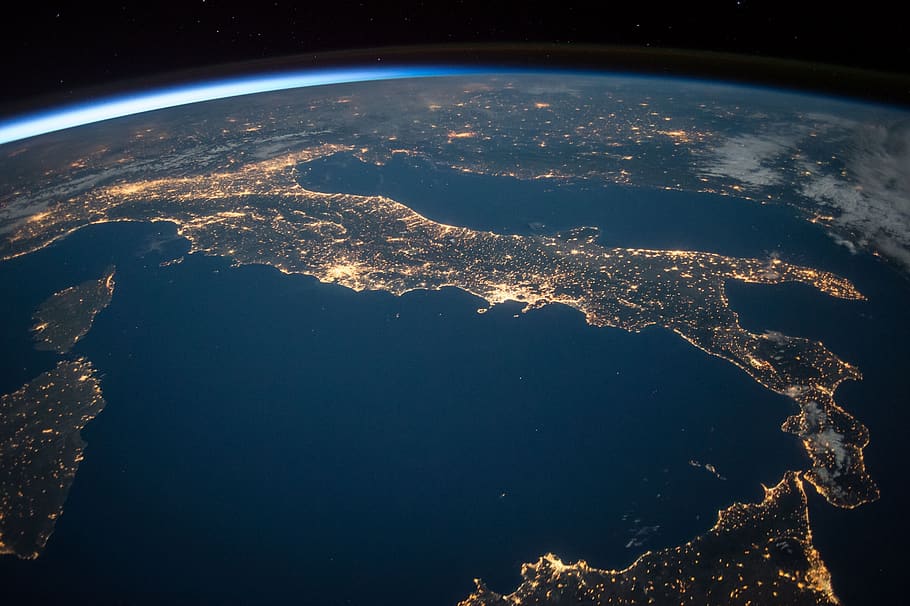 Planet Earth, astronomy, atmosphere, globe, lights, outer space HD wallpaper