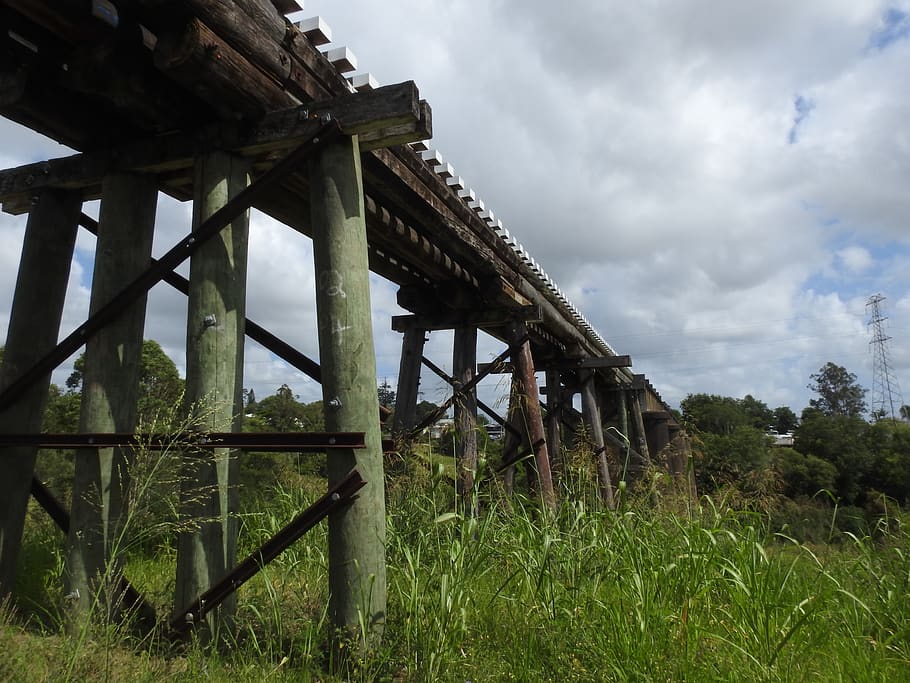 bridge, sky, built structure, architecture, plant, nature, land HD wallpaper