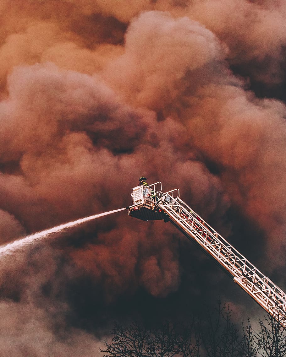 gray bridge, cloud - sky, nature, industry, no people, smoke - physical structure HD wallpaper