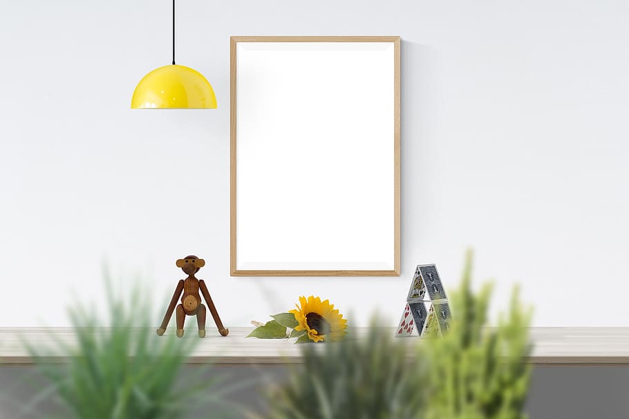 poster, frame, toy, plants, sunflower, flowering plant, indoors HD wallpaper