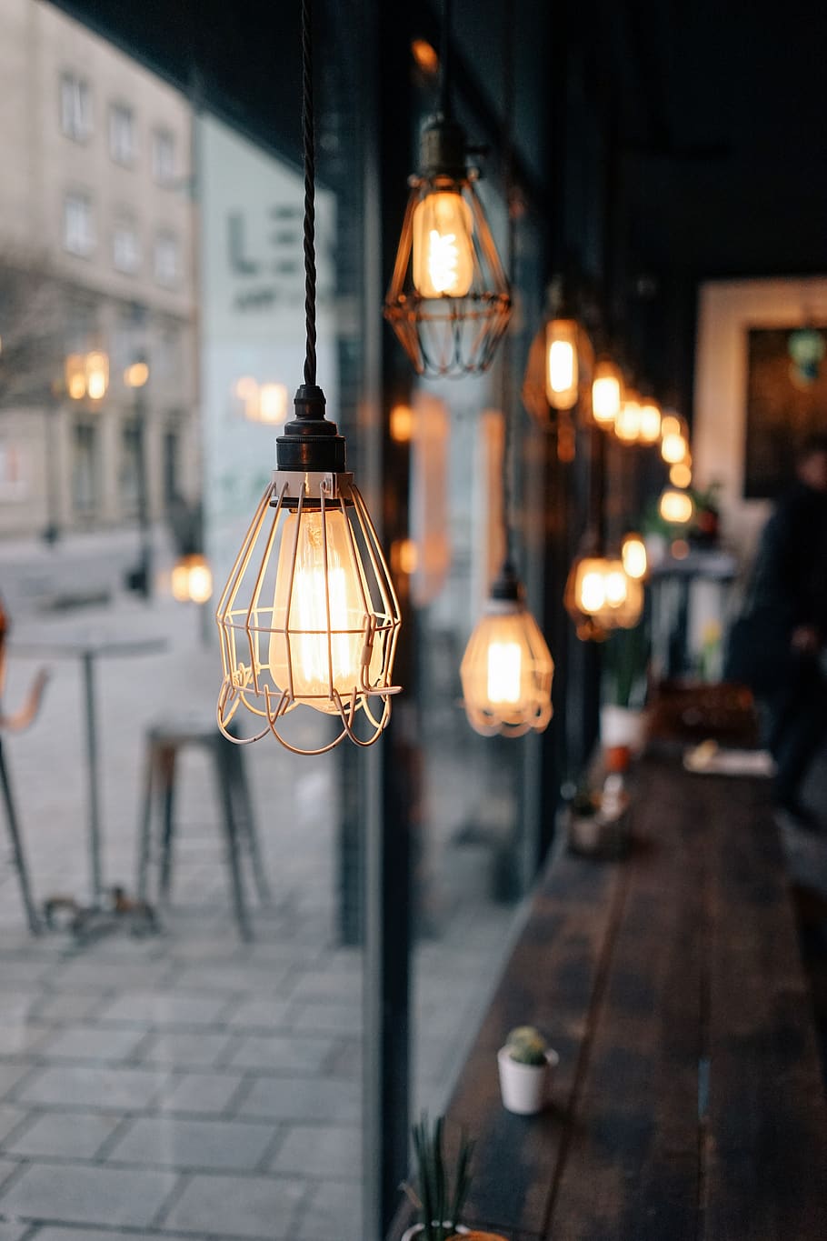 architecture, building, lighting, blur, restaurant, lamp, design HD wallpaper