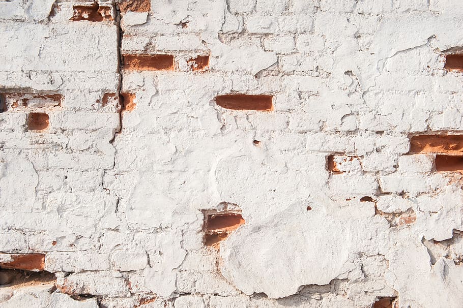 white wall, red brick, house, old, the destruction of, historically, HD wallpaper