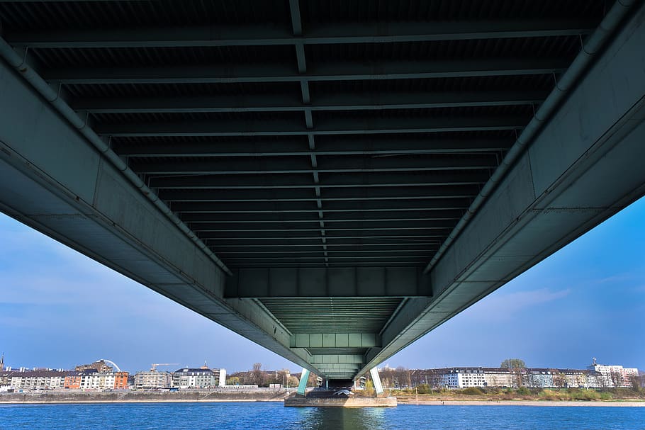 architecture, bridge, river, water, city, suspension bridge HD wallpaper