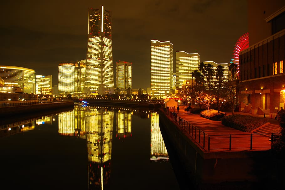 city during nighttime, building, urban, town, metropolis, japan