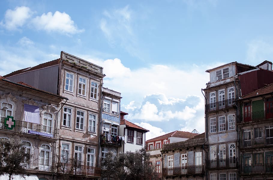 portugal, porto, sky, houses, oporto, skyline, buildings, landscape