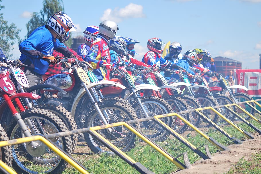 motocross, enduro, start, competition, sports race, real people HD wallpaper