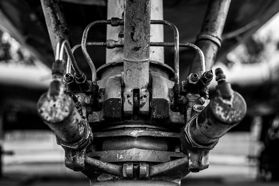 plane, mechanical, engine, machinery, engineering, metal, focus on foreground HD wallpaper