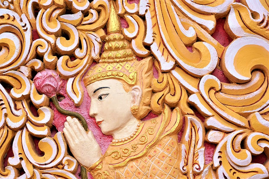 ornament, pattern, art, traditionally, buddha, background, golden, HD wallpaper