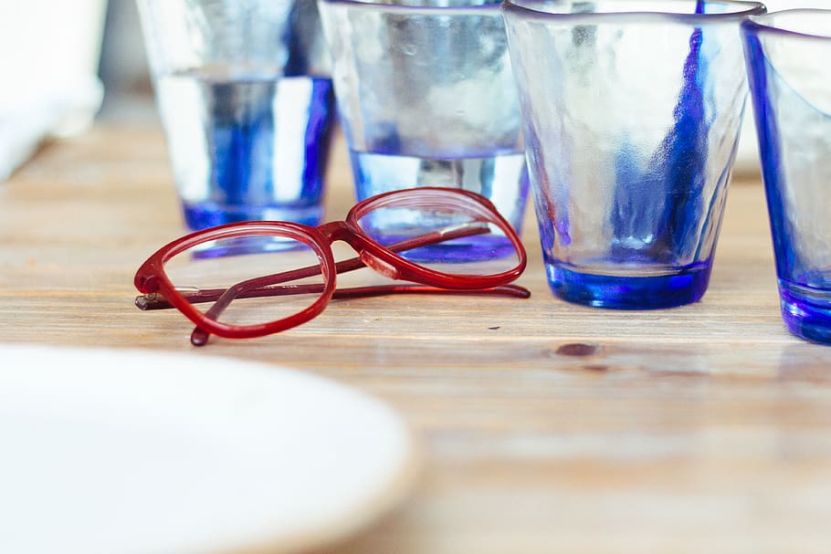 red framed eyeglasses, accessories, accessory, sunglasses, jar HD wallpaper