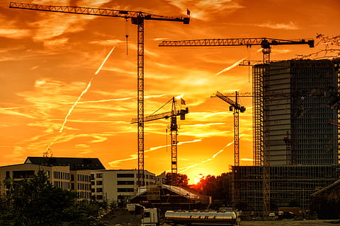 site, build, construction, crane, baukran, house, skyscraper HD wallpaper