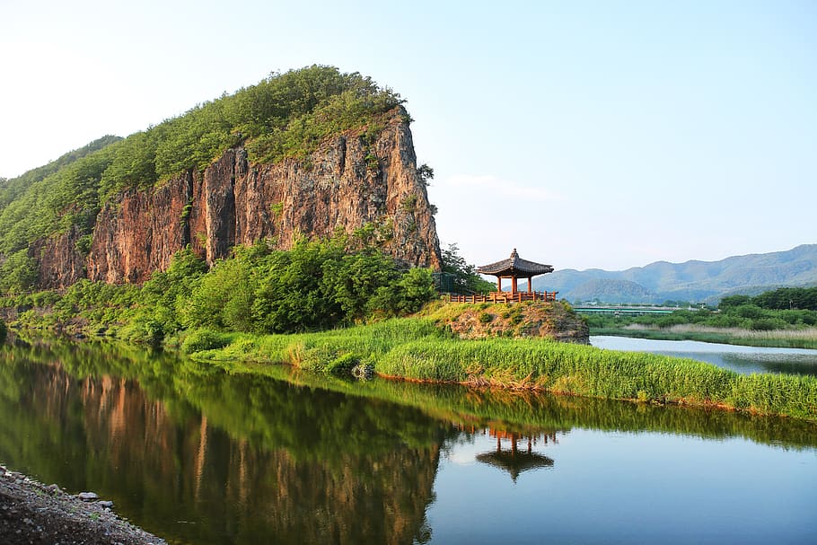 landscape, river, reflect, scenery, water, sky, mountain, beauty in nature HD wallpaper