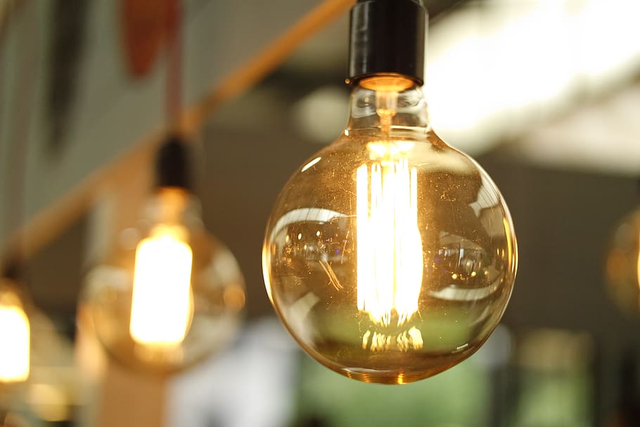 Lighted Light Bulb in Selective-focus Photography, antique, bright, HD wallpaper