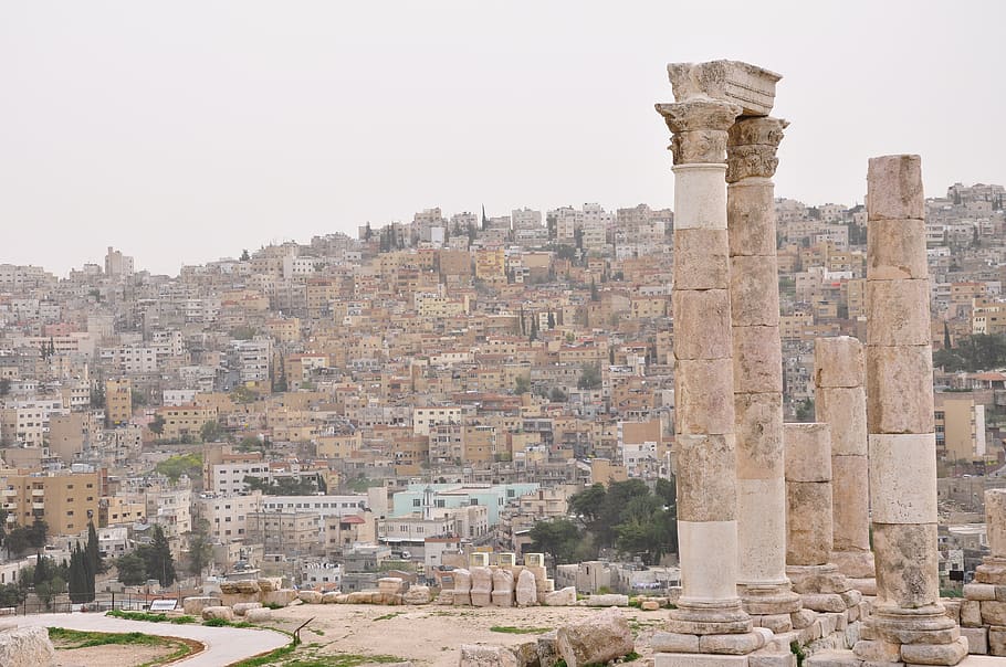 jordan, amman, monument, old city, architecture, built structure, HD wallpaper