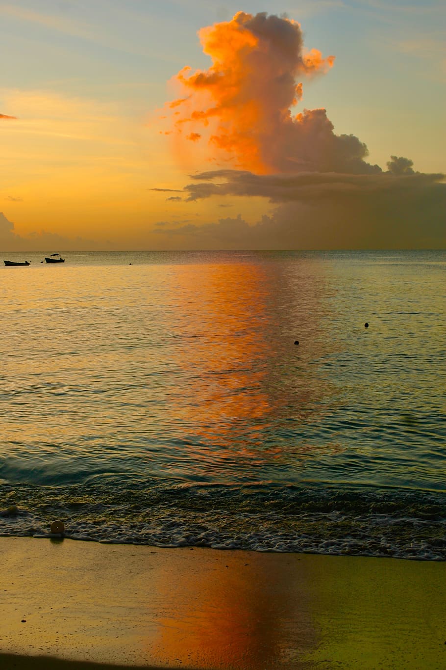 barbados, sunset, water, sky, sea, scenics - nature, beauty in nature, HD wallpaper