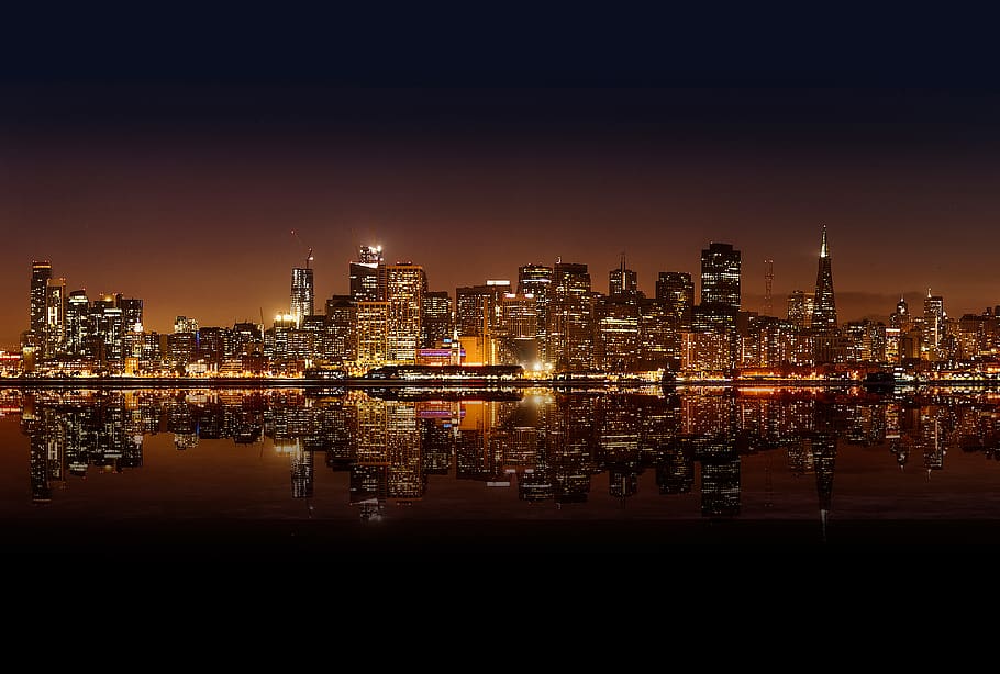 architecture, building, infrastructure, sea, water, reflection HD wallpaper